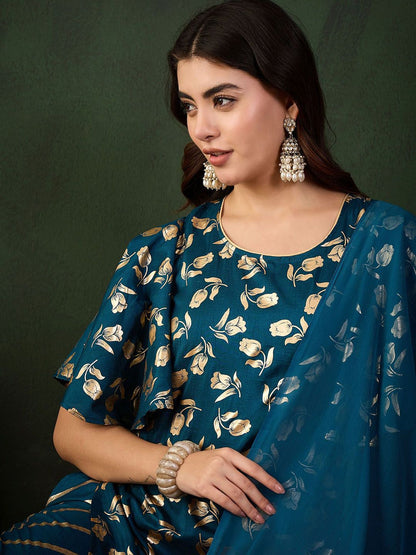 Dhiyona SN Embroidered Kurta & Palazzo With Dupatta