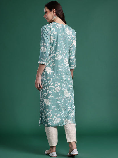 Dhiyona IE Women Floral Embroidered Thread Work Kurta