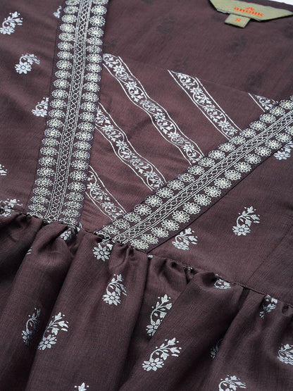 Dhiyona AN Floral Printed Regular Sequinned A-Line Kurti With Sharara