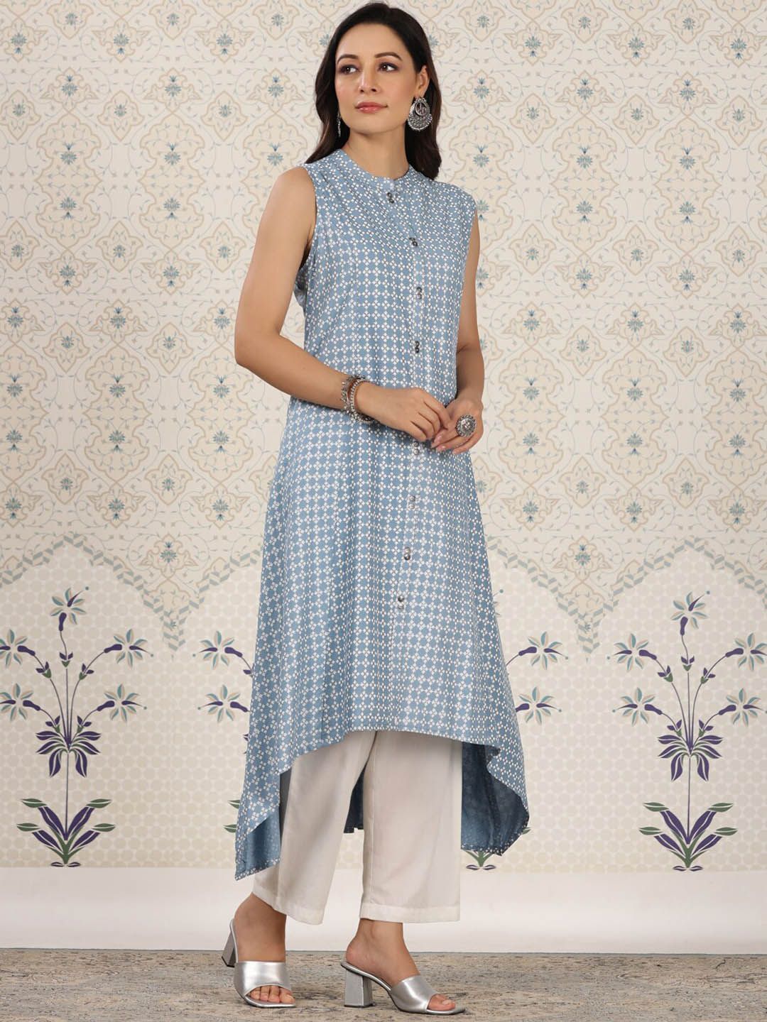 Dhiyona OD  Ethnic Motifs Printed Mandrain collar A-Line Kurta