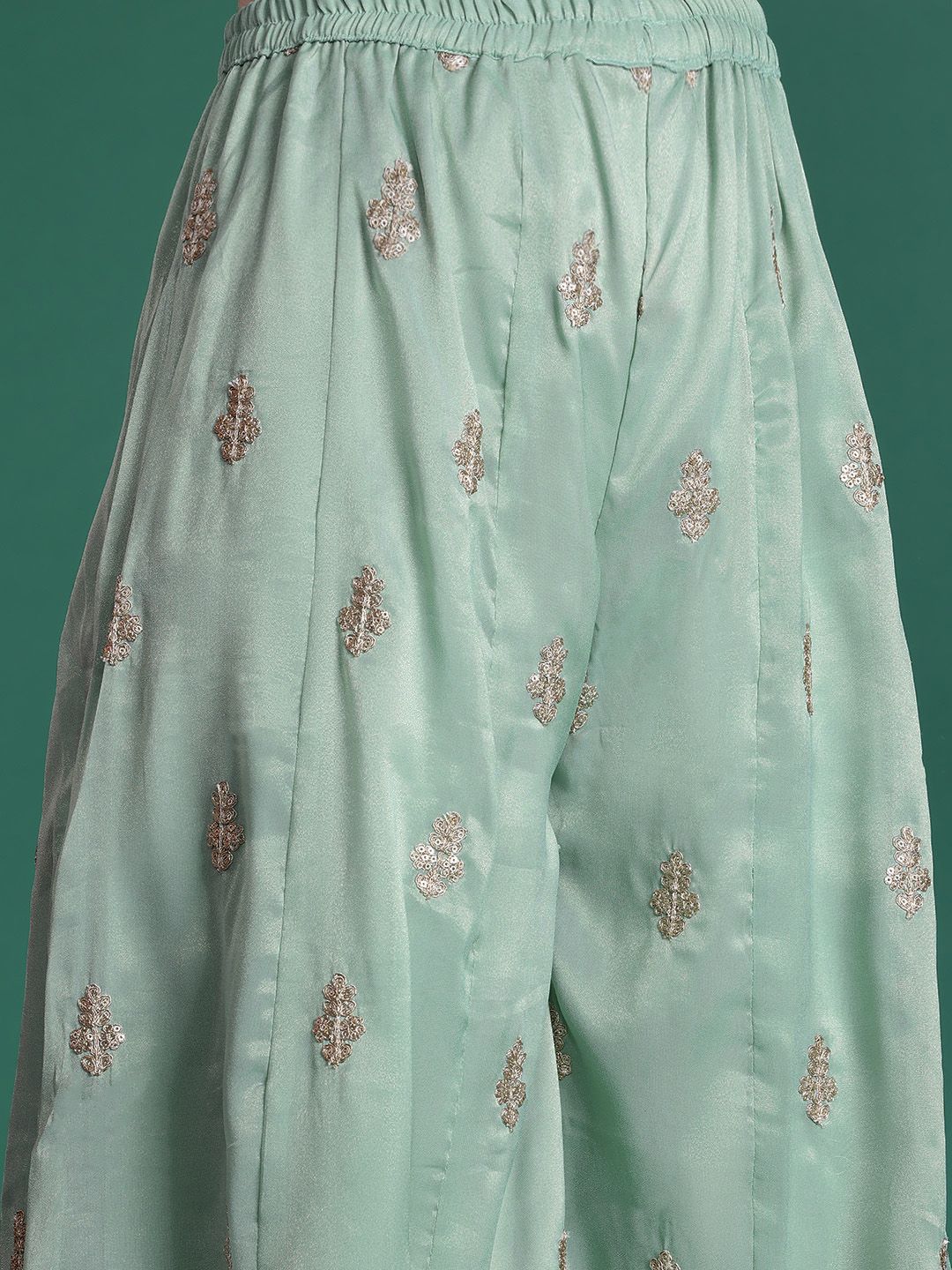 Dhiyona IE Ethnic Motifs Embroidered Sequinned Kurta with Palazzos & With Dupatta