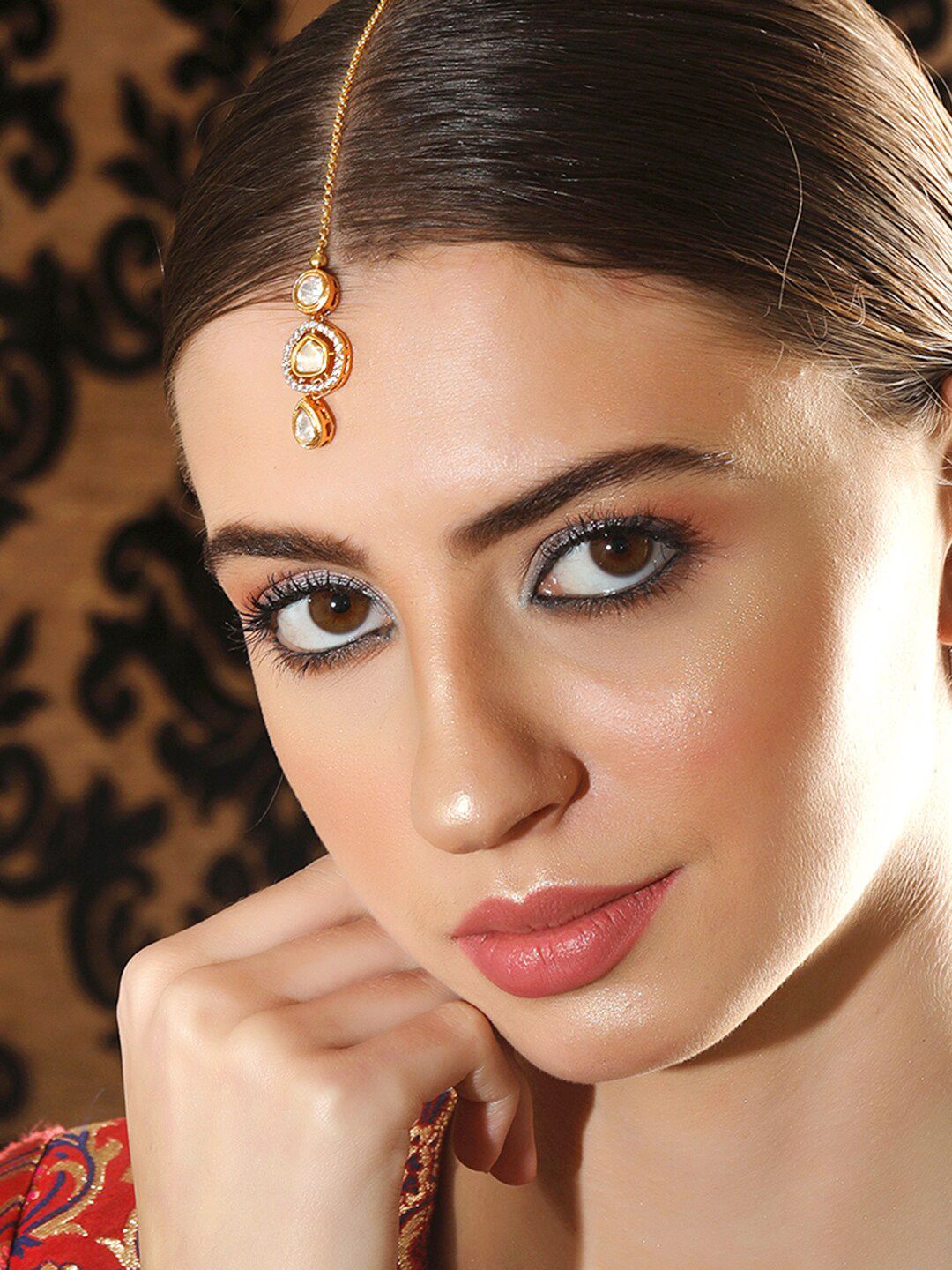 Dhiyona RJ Women's 22K Gold Plated Kundan Studded Maang Tikka