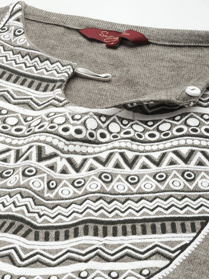Printed Keyhole Neck Kurta with Trousers