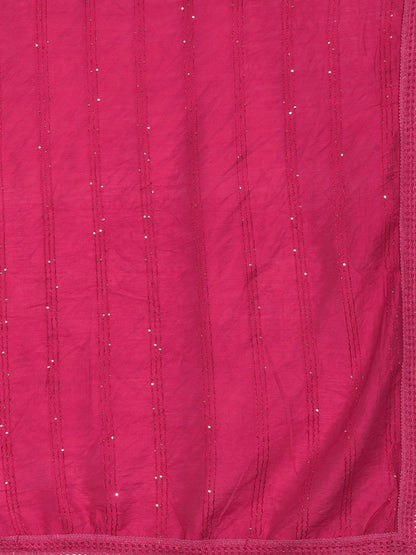 Ethnic Motifs Embroidered Regular Sequinned Kurta with Trousers Dupatta