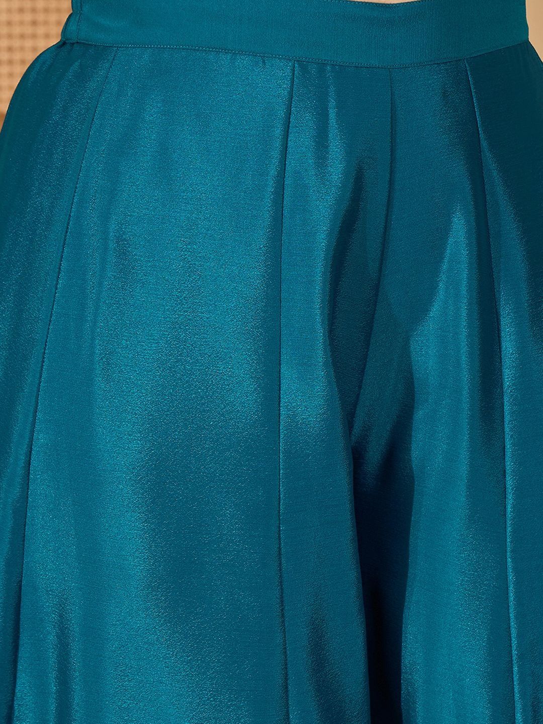 Dhiyona SN Embroidered Round Neck Straight Kurta & Palazzos With Dupatta