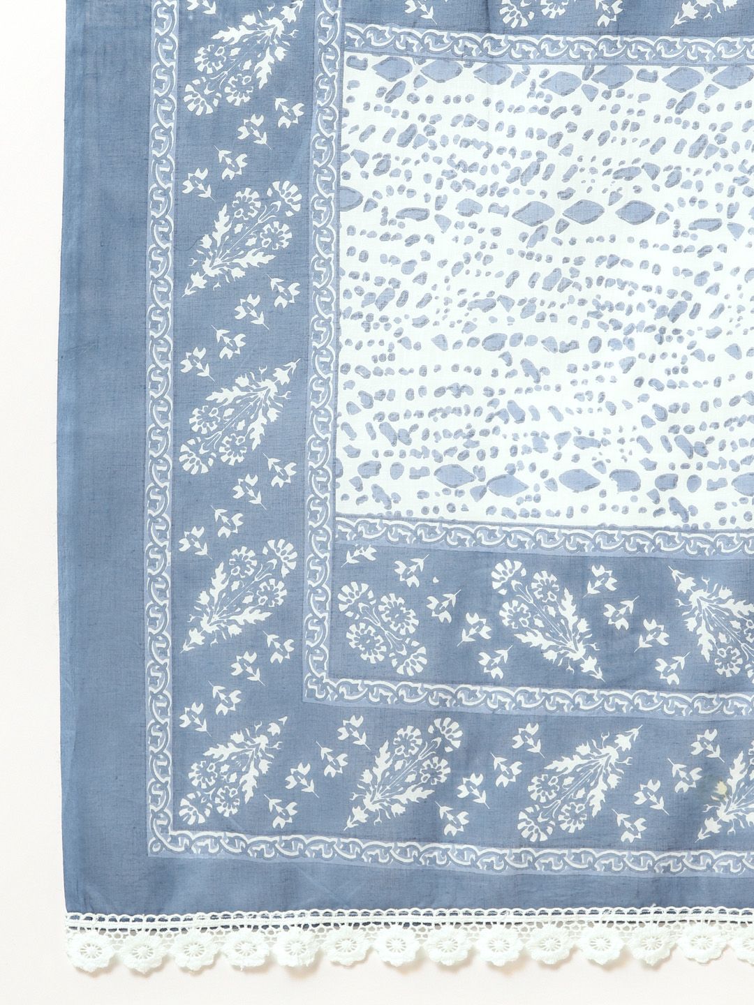 Dhiyona RR Women's Blue Printed Sequinned Pure Cotton Kurta with Trousers & With Dupatta