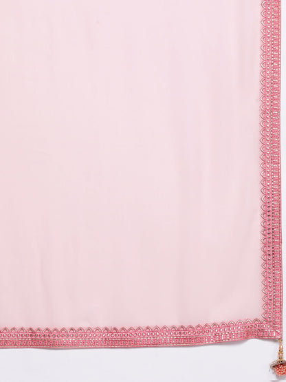 Dhiyona LL Floral Embroidered Zari Kurta with Palazzos & Dupatta