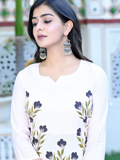 Dhiyona KL Floral Printed Regular Kurta With Trousers & Dupatta