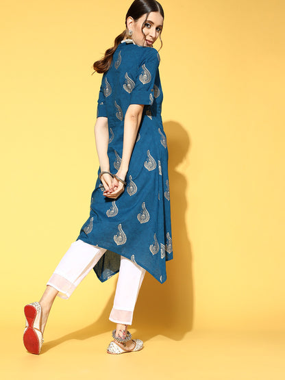 Printed Cotton Blend Kurta Set
