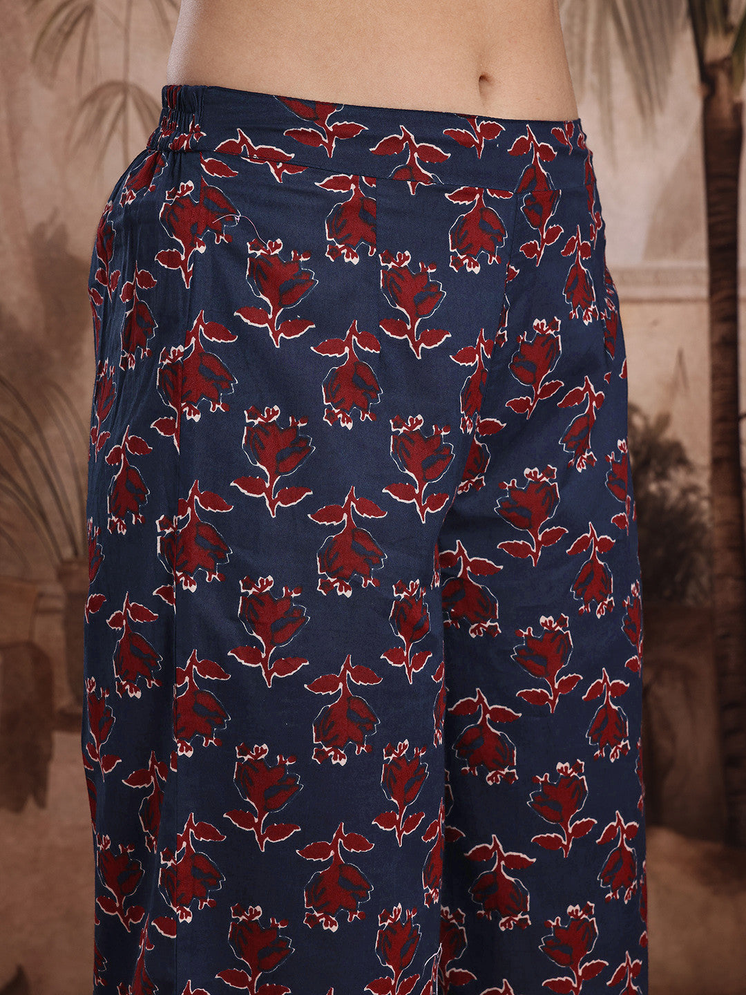 Floral Printed Pure Cotton Kurta with Trousers