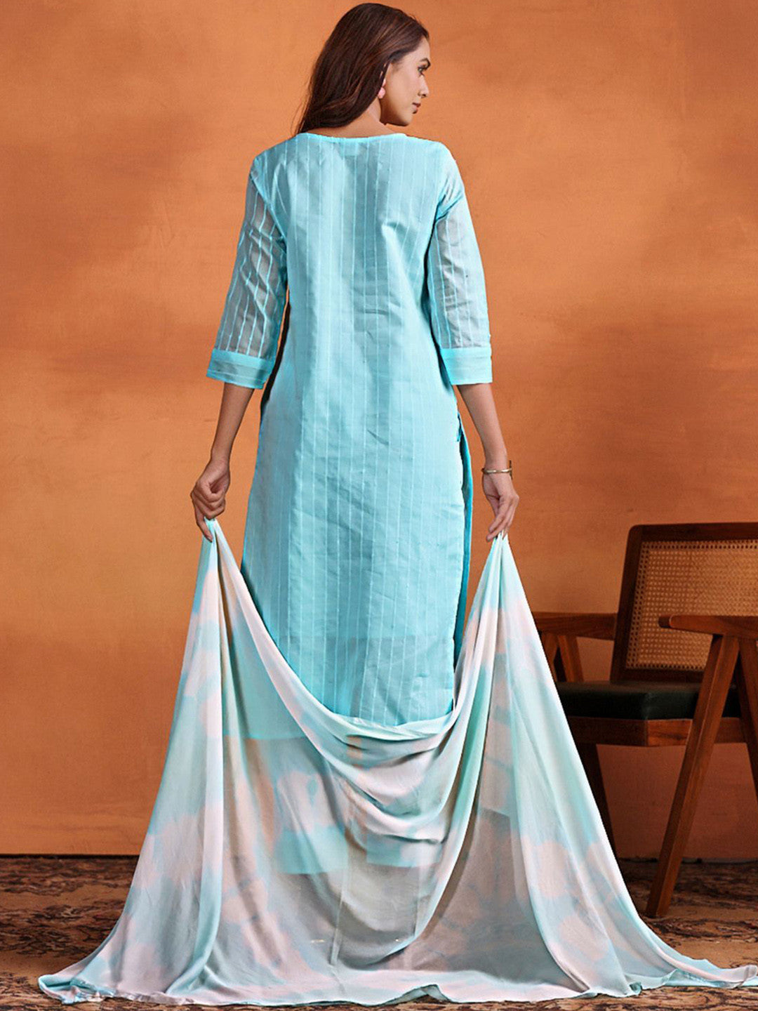 Women's Pure Cotton Straight Embroidered Kurta Pant With Dupatta Set