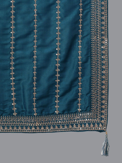 Dhiyona KL Embroidered Regular Sequinned Kurta with Palazzos & Dupatta