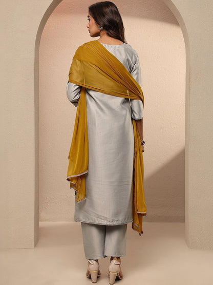 Women Ethnic Motifs Embroidered Regular Thread Work Kurta with Trousers & With Dupatta
