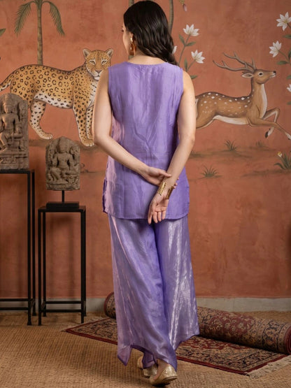 Women Ethnic Motifs Embroidered Regular Thread Work Kurta with Palazzos