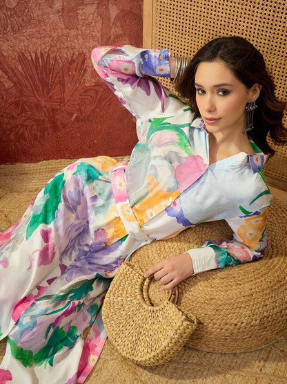 Printed Shirt Collar Kurta & Trousers