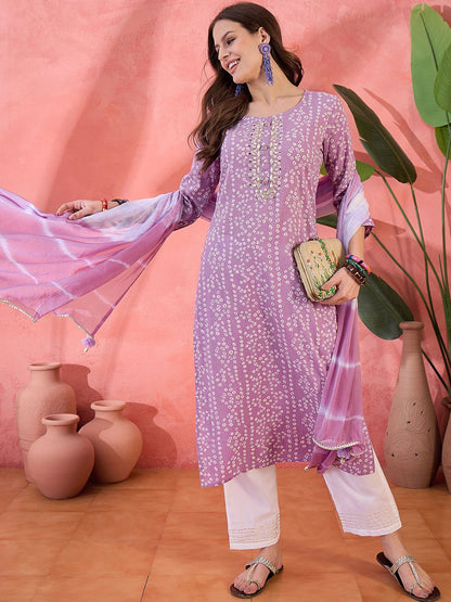 Printed Pure Cotton Kurta Trouser With Dupatta