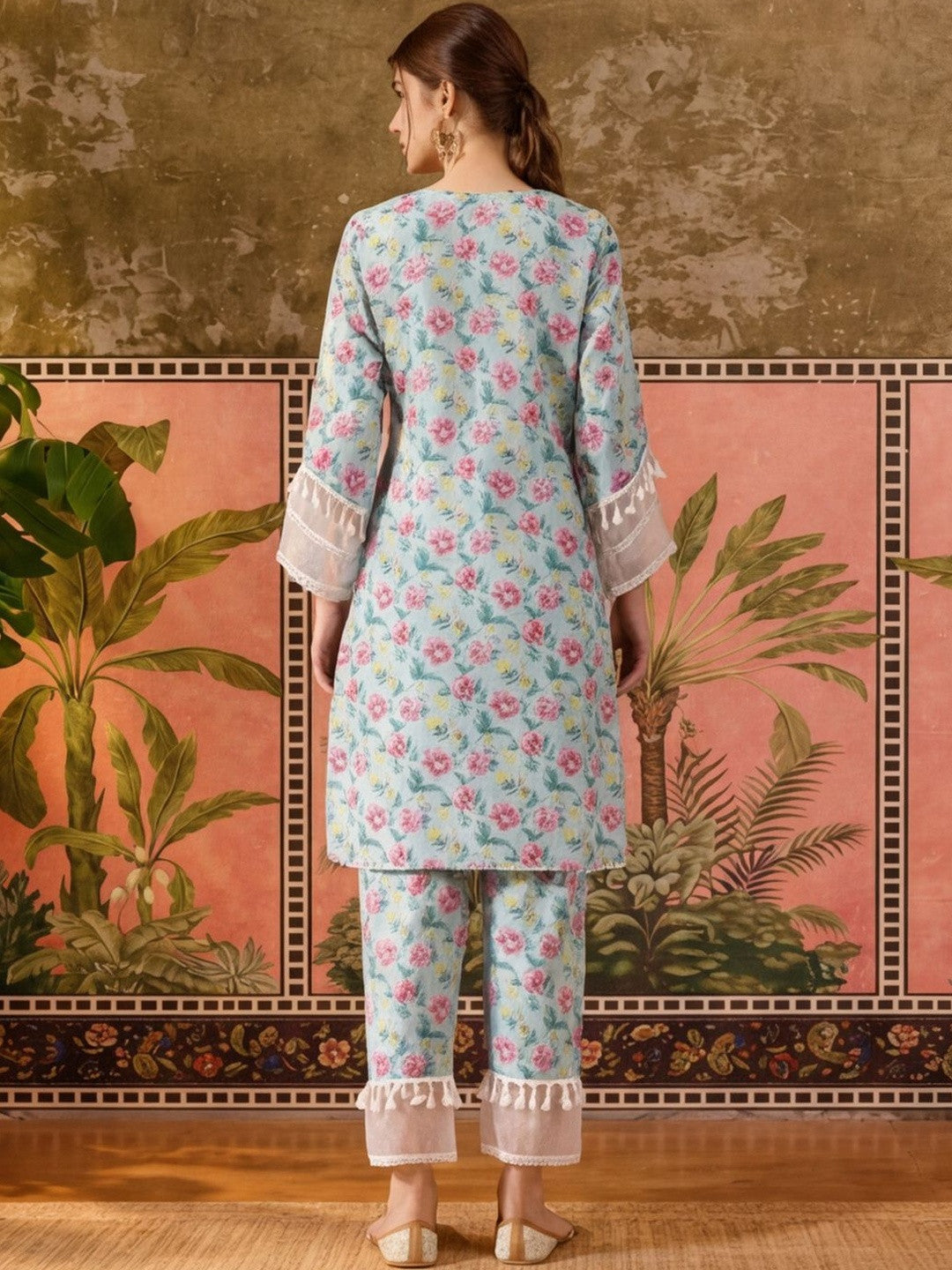 Printed Pure Cotton Round Neck Kurta & Trousers