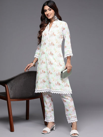 Women Printed Regular Kurta with Trousers