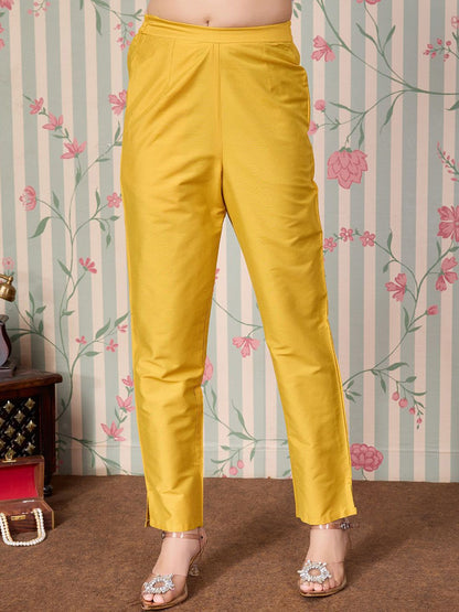 Dhiyona OD  Floral Embroidered A Line Kurta with Trousers & With Dupatta