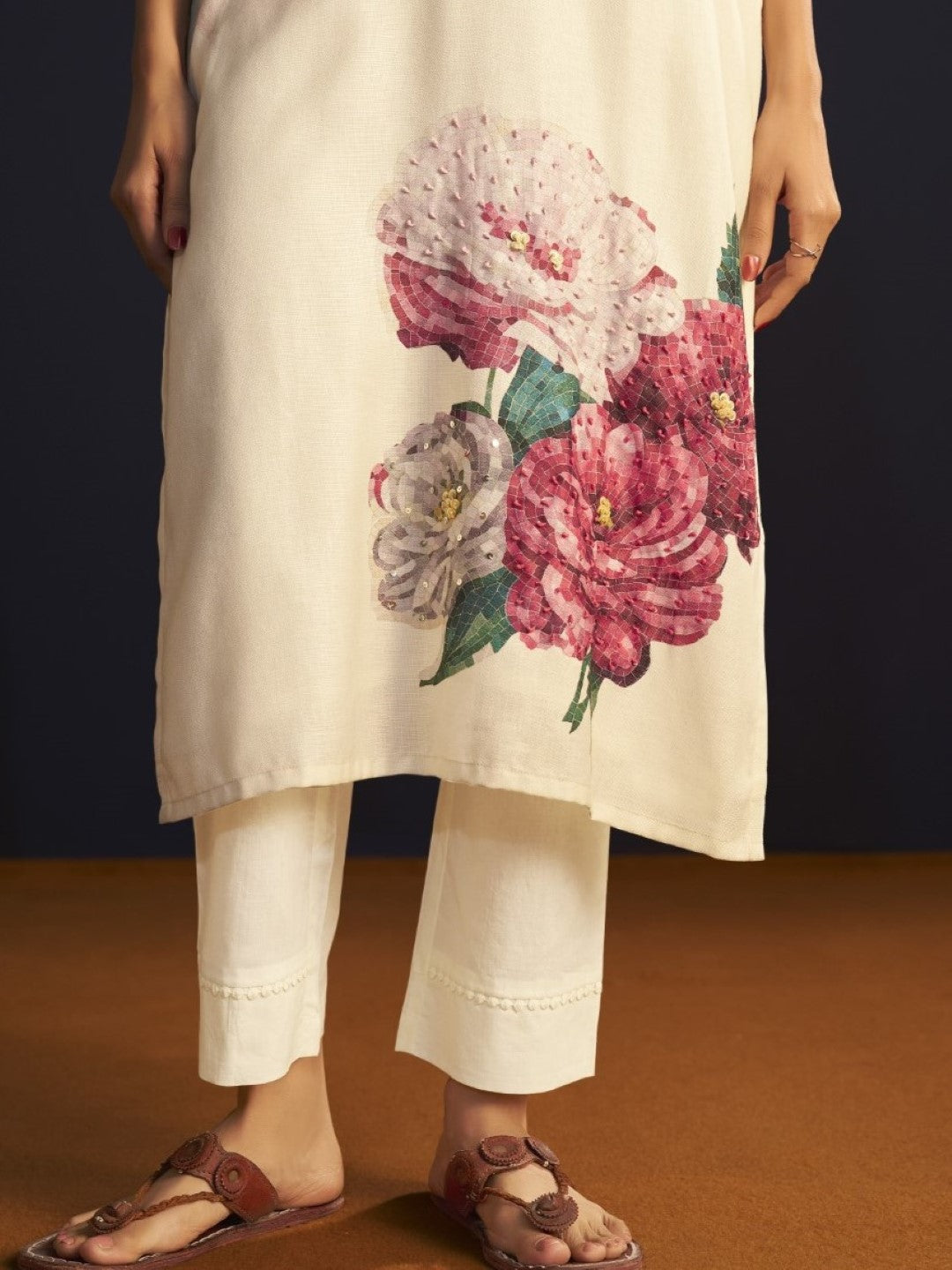 Itrh carnation cotton linen suit set