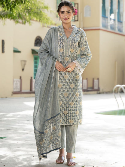 Dhiyona KL Women Ethnic Motifs Printed Regular Pure Cotton Kurta Set