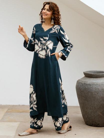 Women Floral Printed Kurta with Palazzo