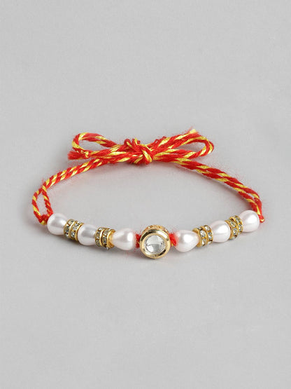 Dhiyona Unisex Set of 2 Beaded Bhai Bhabhi Rakhis With Roli & Chawal