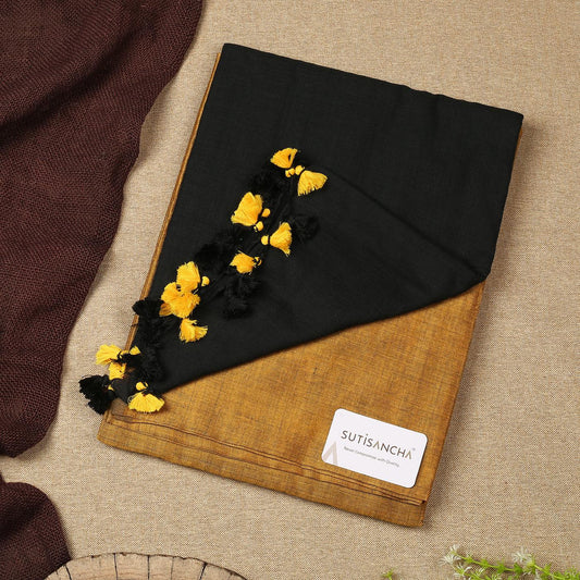 Dhiyona SS Sutisancha Black & Mustard Handloom Cotton Saree