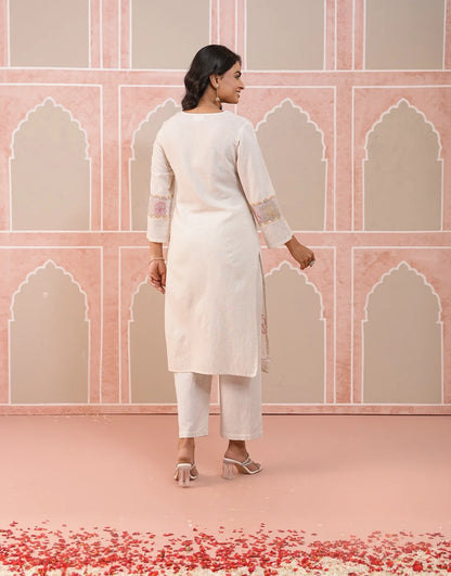 Drona merino embroidery cotton kurta pant set