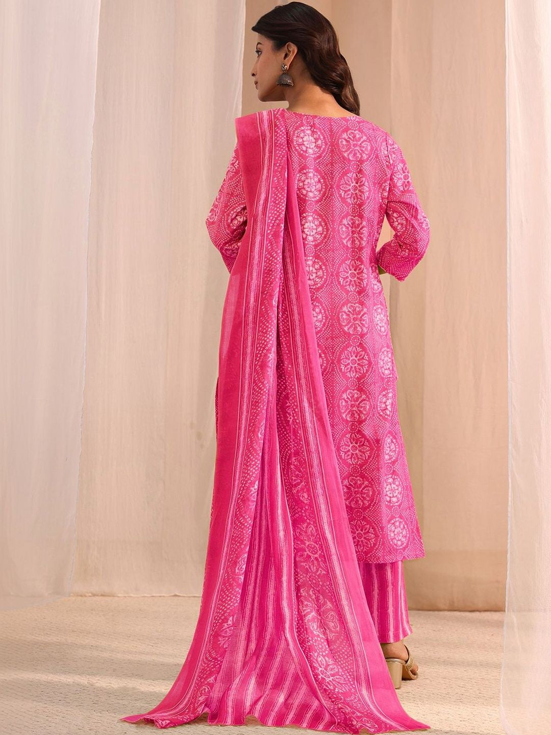 Women Ethnic Motifs Printed Regular Thread Work Kurta with Trousers & With Dupatta