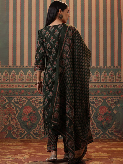 Dhiyona RR Women's Floral Printed Pure Cotton Kurta with Palazzos & Dupatta