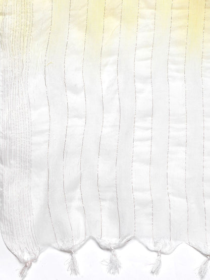 Women Yellow Embroidered Thread Work Kurta with Trousers & Dupatta