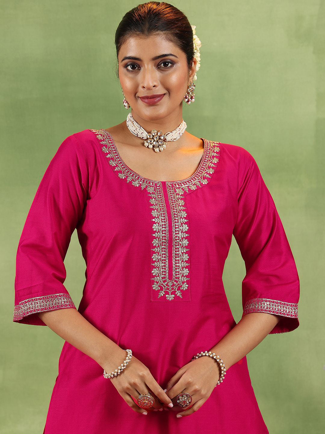 Women Ethnic Motifs Yoke Design Regular Kurta with Trousers & With Dupatta