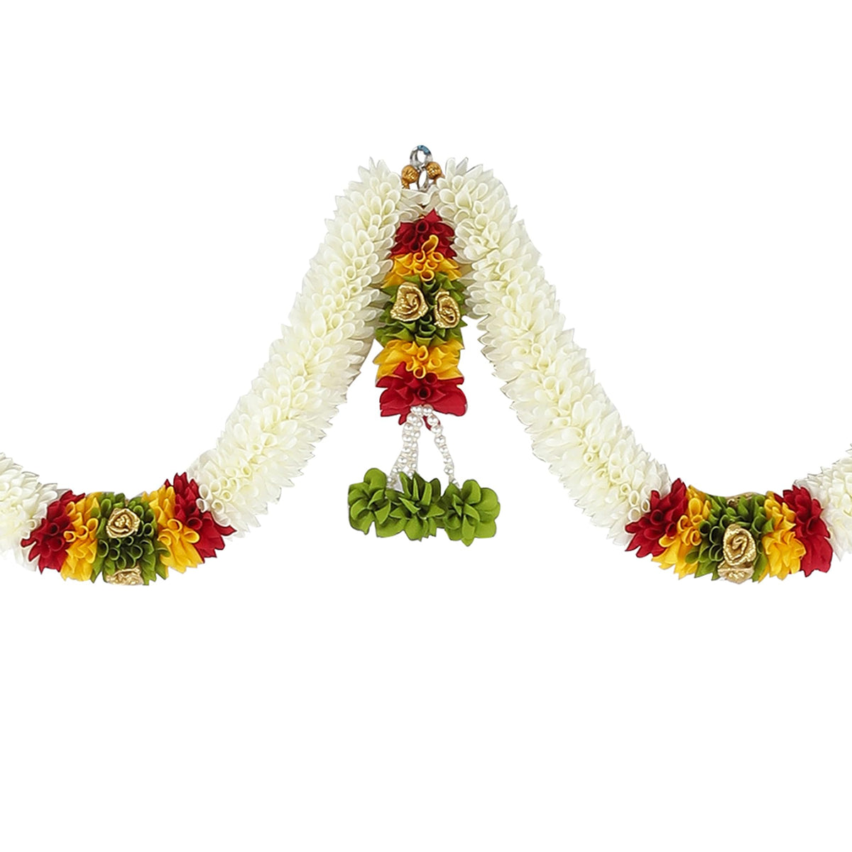 Toran for Main Door Entrance, Bandarwal for Festival, Pooja Mandir & Wedding, Handmade Traditional Flower Hanging for Home & Office Decor (42 inches 80 inches) White & Yellow