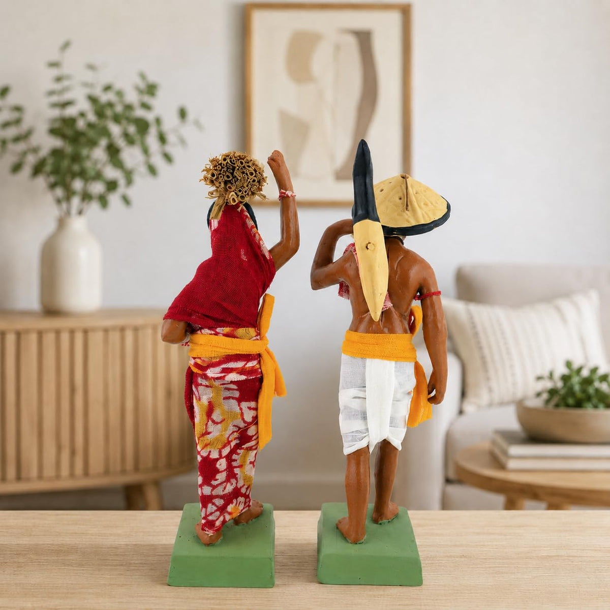 Niharika Collections Krishnanagar Handmade Clay Human Figure Gift & Decor (Indian Farmer Couple)