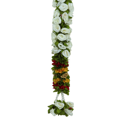 Toran for Main Door Entrance, Bandarwal for Festival, Pooja Mandir & Wedding, Handmade Traditional Flower Hanging for Home & Office Decor (White)