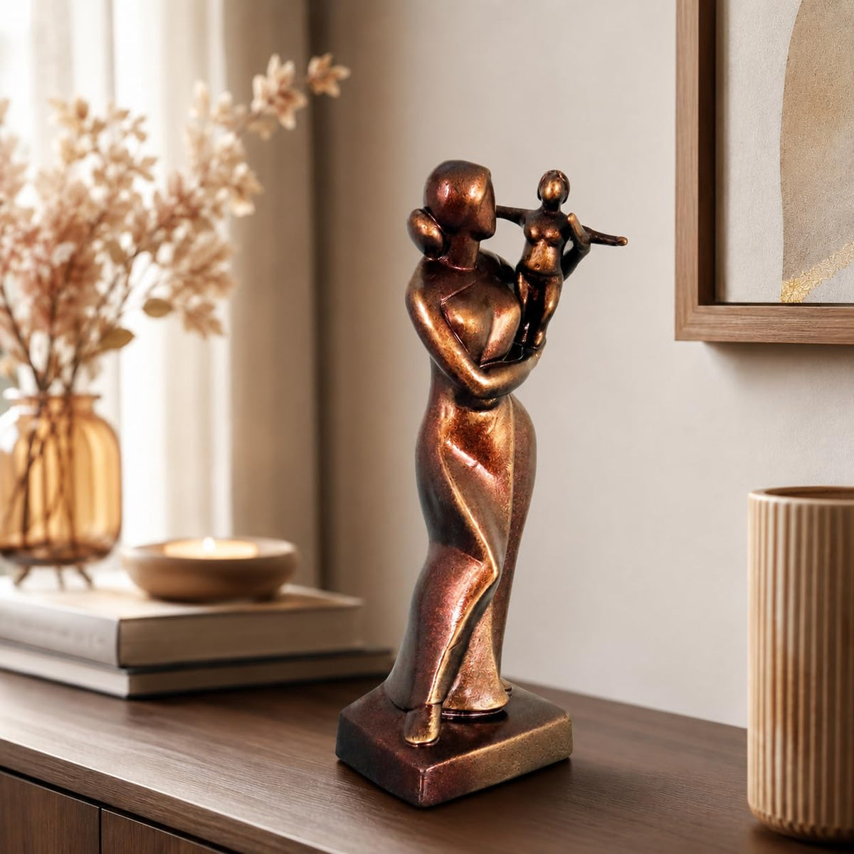 Niharika Collections Handmade Clay Terracotta Abstract Sculpture | Home Décor & Gift | Cultural Art | Mother's Love Idol