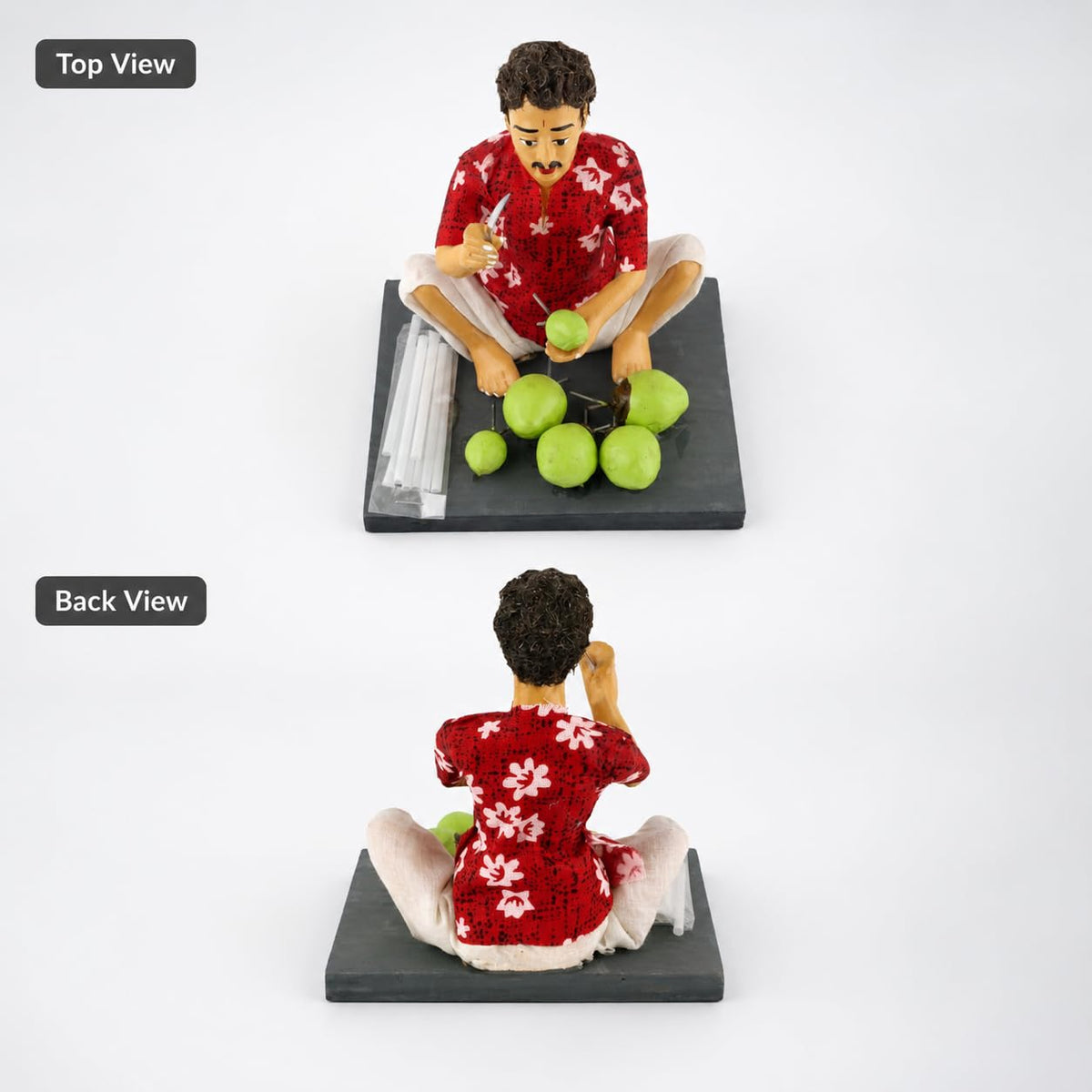 Niharika Collections Krishnanagar Handmade Clay Gift & Décor | Basic- Sitting Human Figure Miniature Idol - Coconut Seller
