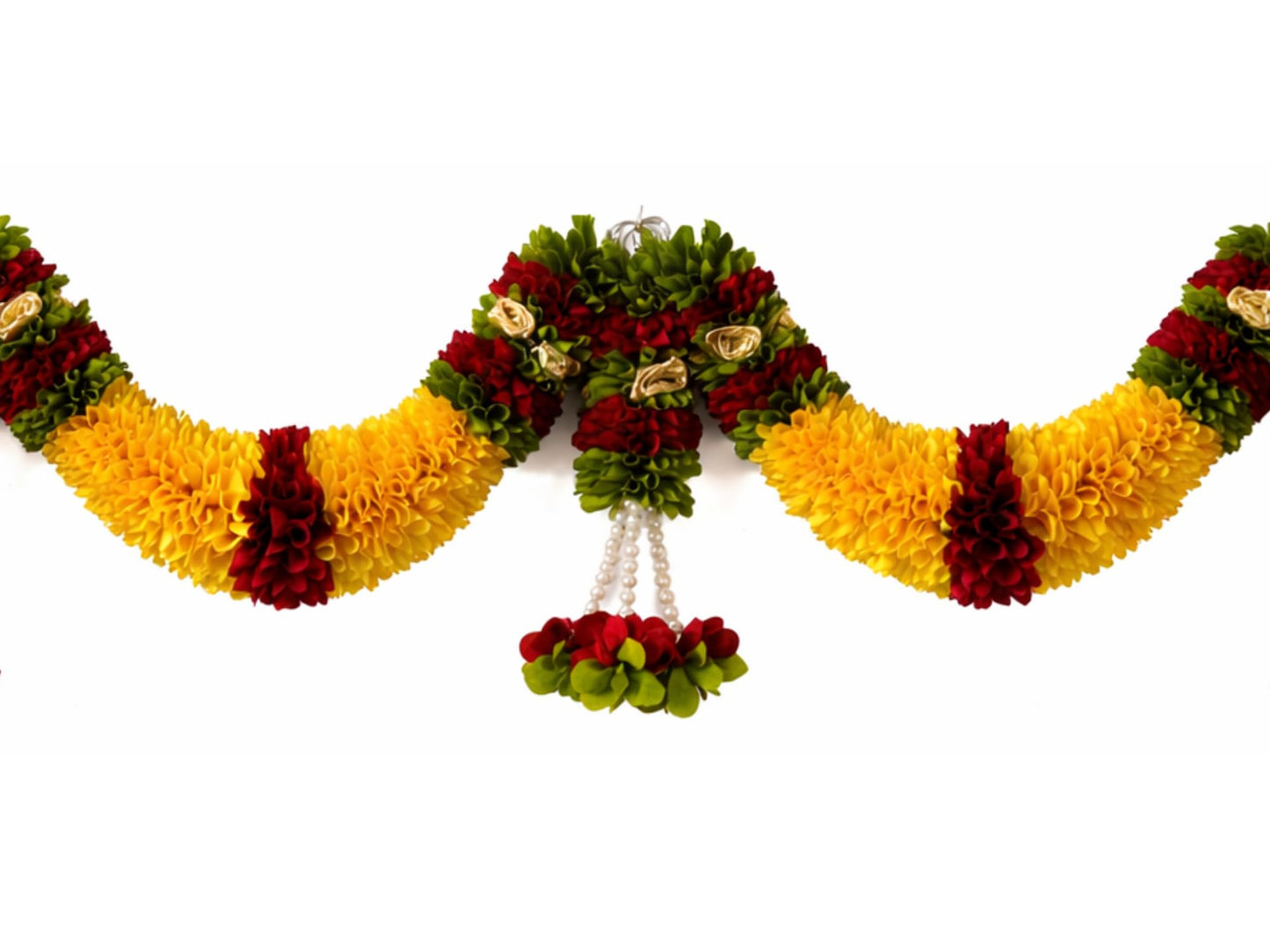 Orange Hanging Artificial Flower Toran for Main Door Entrance, Reusable Thoran for Pooja Mandir, Living Room & Home Décor, Bandarwal for Festival Decoration (42x25 inch)