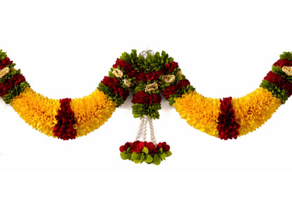 Orange Hanging Artificial Flower Toran for Main Door Entrance, Reusable Thoran for Pooja Mandir, Living Room & Home Décor, Bandarwal for Festival Decoration (42x25 inch)