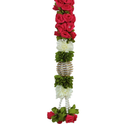 Toran for Main Door Entrance, Bandarwal for Festival, Pooja Mandir & Wedding, Handmade Traditional Flower Hanging for Home & Office Decor (Red)