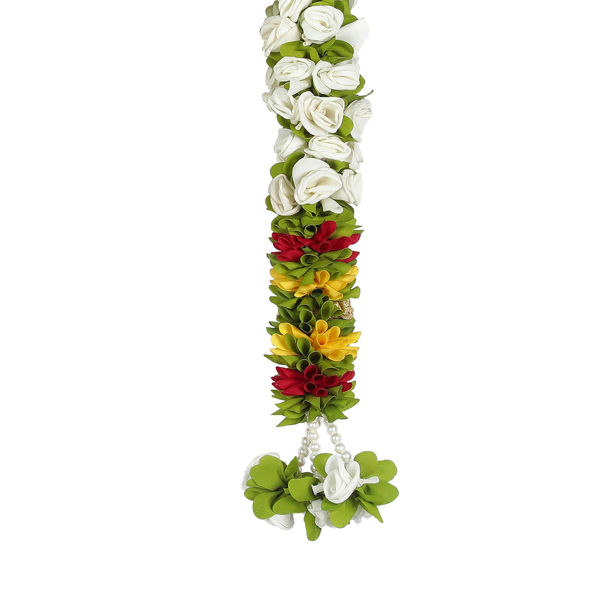 Toran for Main Door Entrance, Bandarwal for Festival, Pooja Mandir, Diwali & Home Décor, Handmade Traditional Flower Hanging for Home & Office Decor (42 inches x 18 inches) White