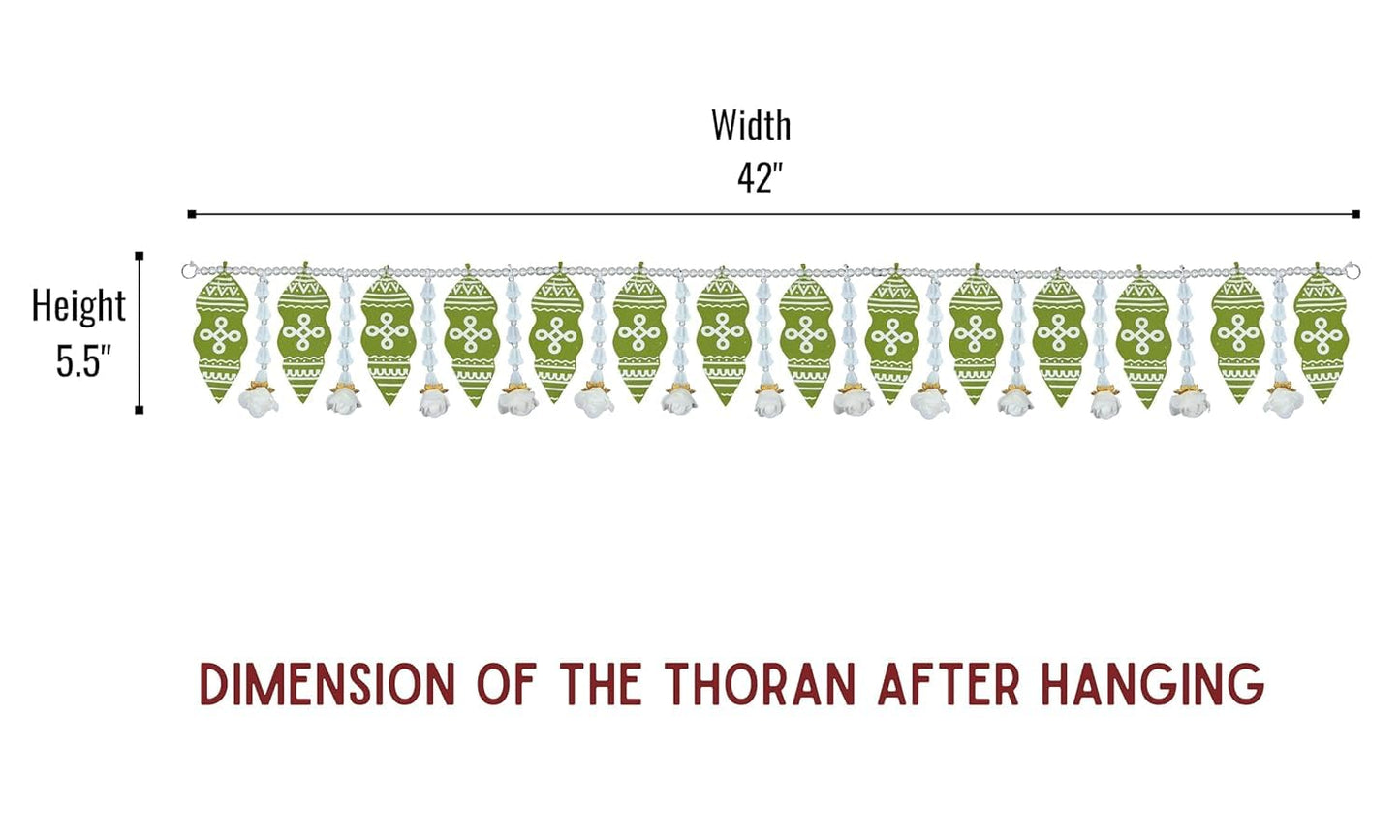 Toran for Main Door Entrance, Handmade Mango Leaf Toran, Traditional Bandarwal for Festival, Wedding & Home Decor, Artificial Leaf Door Hanging (42 x 5.5 Inches, Green)