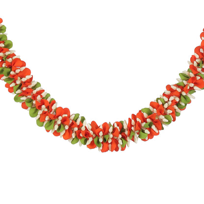 Artificial Garland for Home Decoration, 40 Inches Handcrafted Long Artificial Jasmine Flower Garland for Festival, Home, Photo, Mandir & Office (Orange)