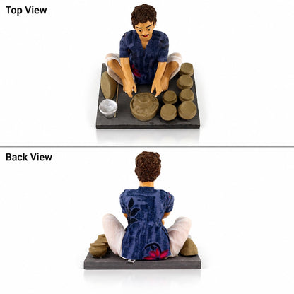Niharika Collections Krishnanagar Handmade Terracotta Clay Man Potter Miniature Idol | Basic Sitting Figure | Home Decor, Golu Display and Gifting