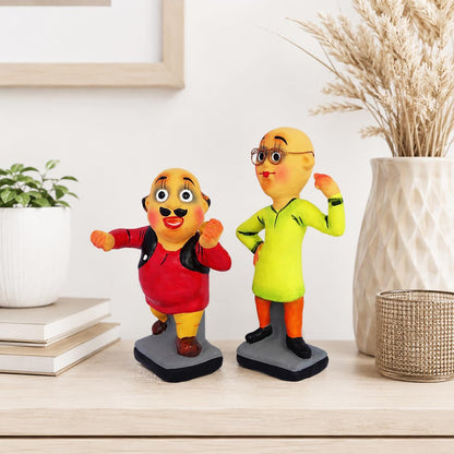 Niharika Collections Krishnanagar Handmade Clay Idol Motu-Patlu