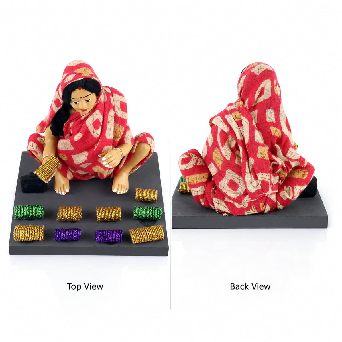 Niharika Collections Krishnanagar Handmade Terracotta Clay Man Bangle Seller Miniature Idol Basic | Indian Churi Seller Home Decor, Golu Display and Gifting