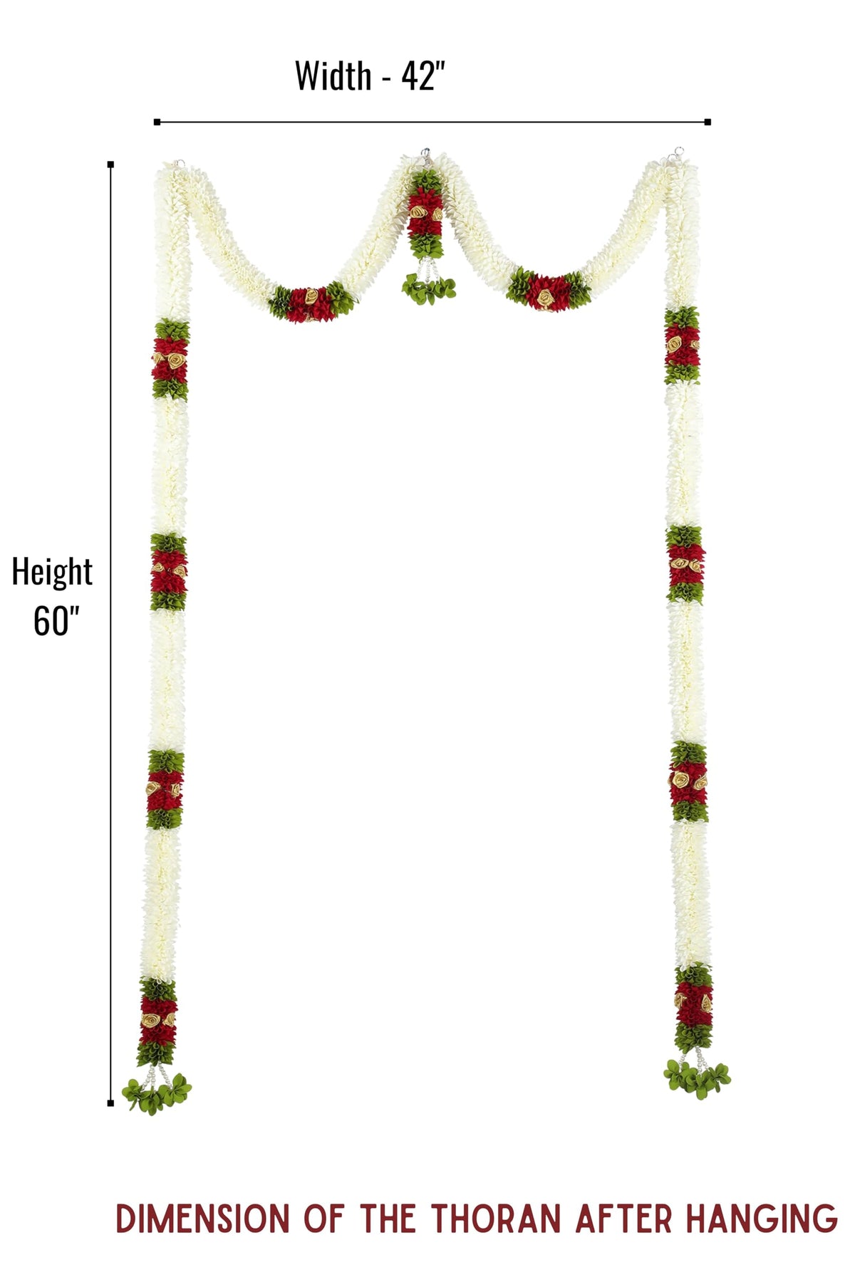 Toran for Main Door Entrance, Bandarwal for Festival, Pooja Mandir & Wedding, Handmade Traditional Flower Hanging for Home & Office Decor (42 inches 60 inches) White