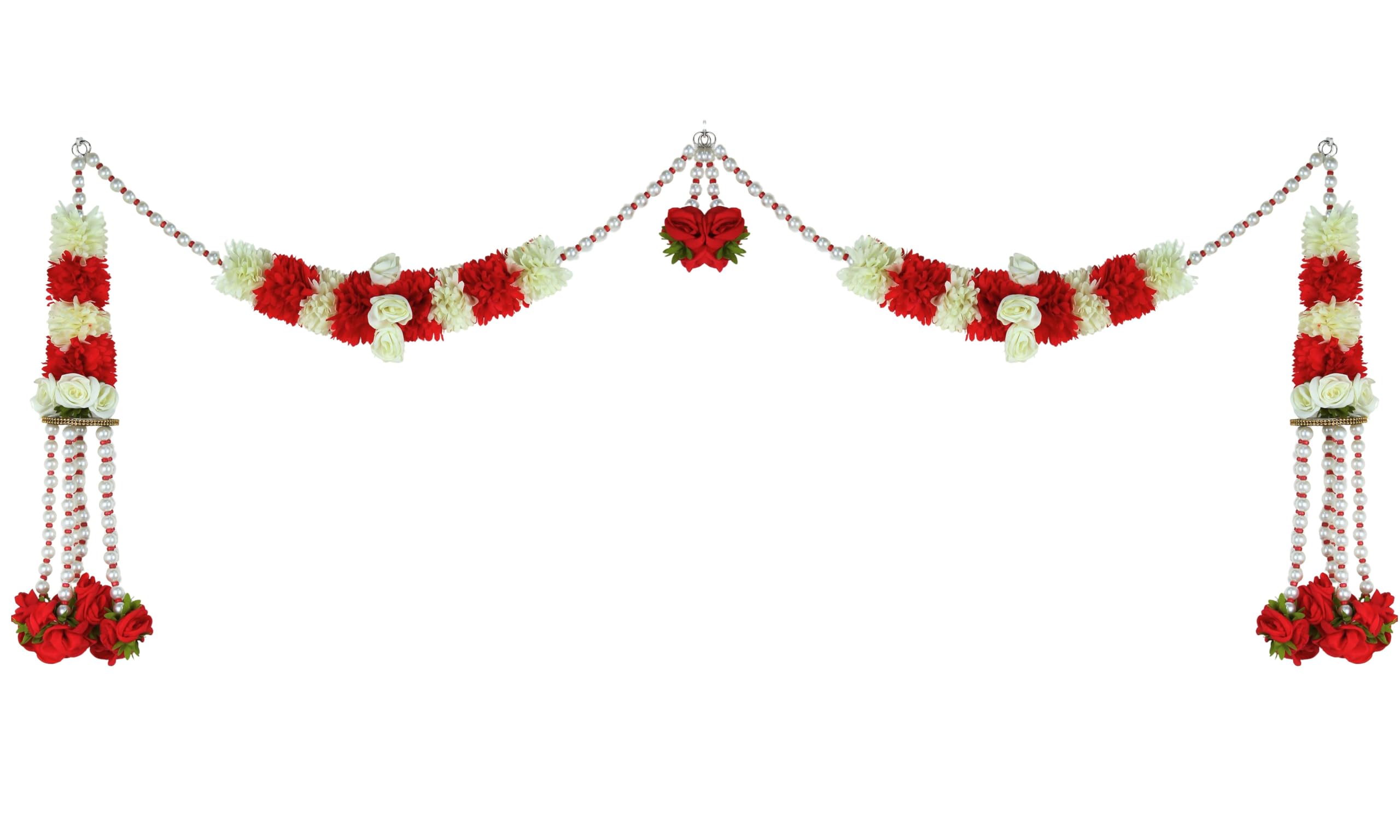 Rajani Pearl Doorset Toran,Hanging for Main Door Entrance, Reusable Thoran for Mandir & Living Room Dcor, Bandarwal for Festival Decoration (12x42 inch)