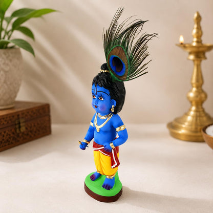 Niharika Collections Bal Krishna Clay Idols Handcrafted Divine Devotional Art Suitable for Home Decor, Gift Purpose (Pack of 1)